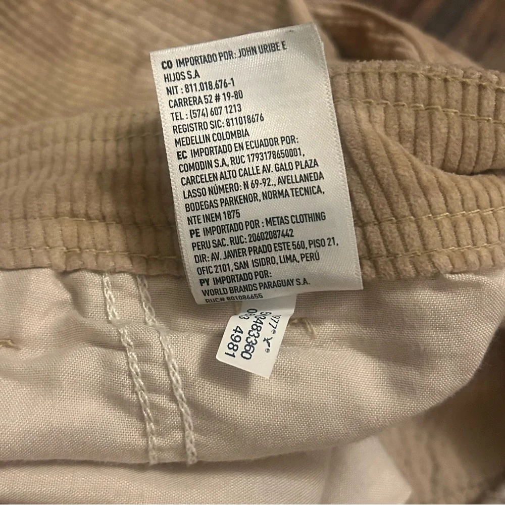 American Eagle Outfitters Super High Rise Wide Leg Tan Corduroy Cargo Pants 10L - Picture 9 of 13